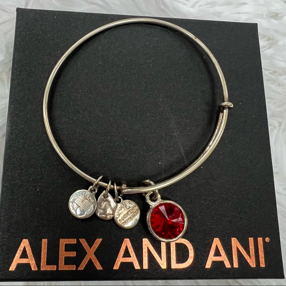 Alex and Ani Silver Ruby Bracelet Bangle, July Bracelet Bangle